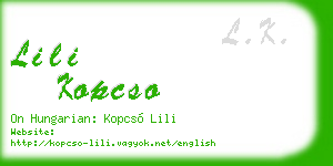 lili kopcso business card